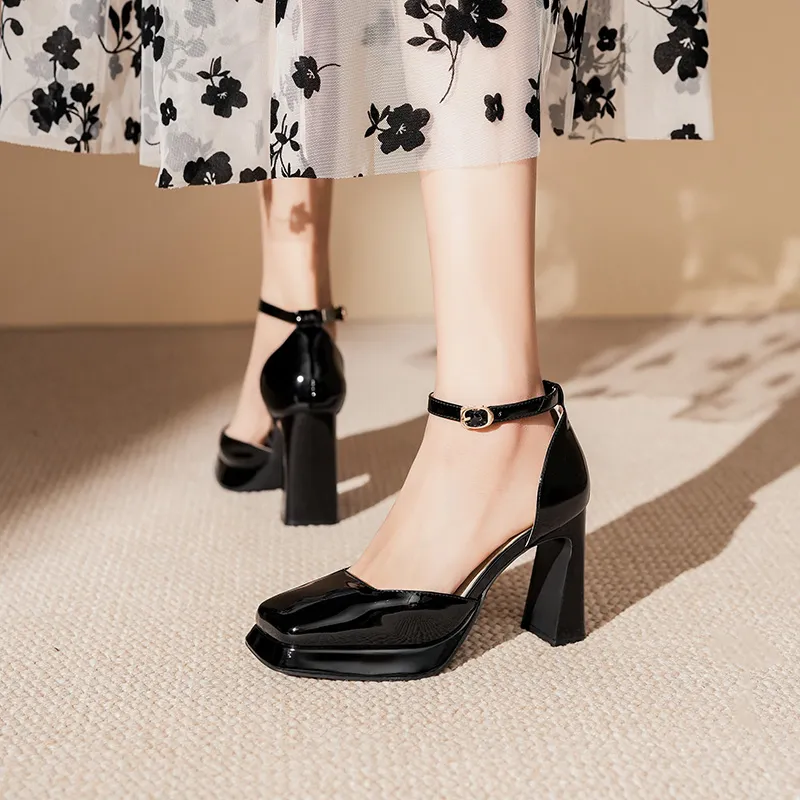 TADSW Chunky Heel High Heels 9cm Women's-12