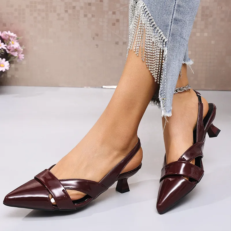 TADSW Slim Heel High Heels Women's Burgundy-2