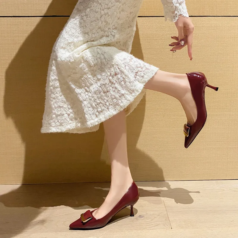 TADSW Slim Heel High Heels 5cm Women's Burgundy-4