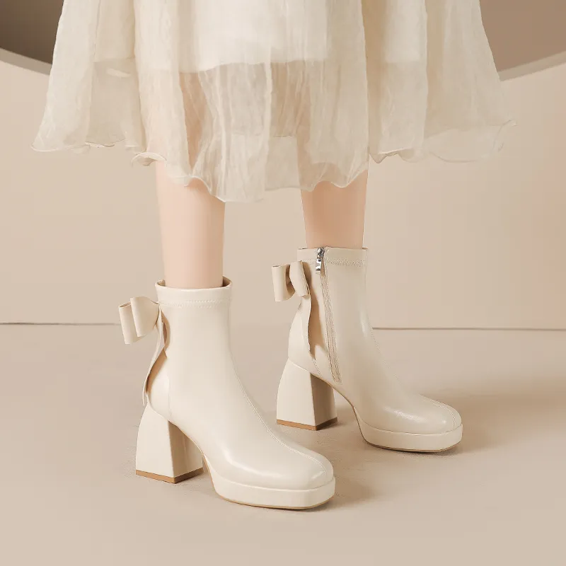 TADSW Ankle Boots 8cm Women's White-5