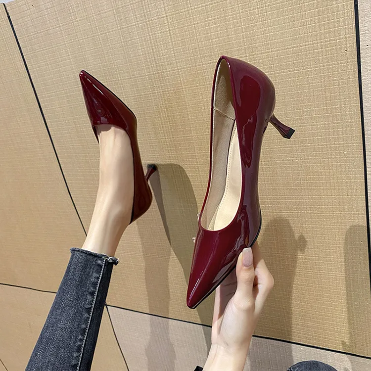 TADSW Slim Heel High Heels 5cm Women's Burgundy-1