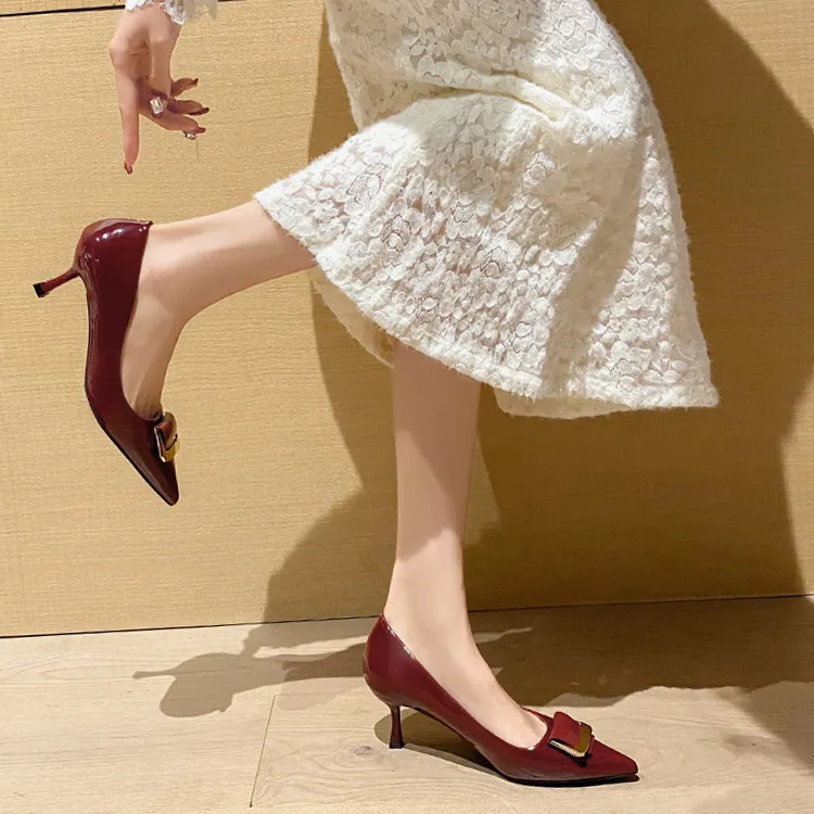 TADSW Slim Heel High Heels 5cm Women's Burgundy-2