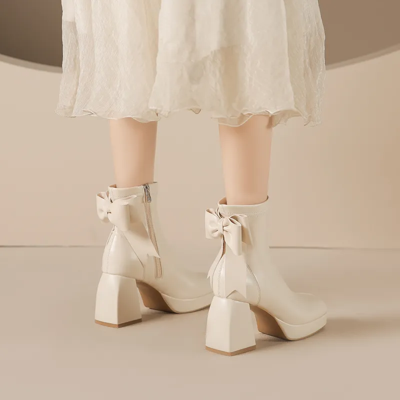 TADSW Ankle Boots 8cm Women's White-4
