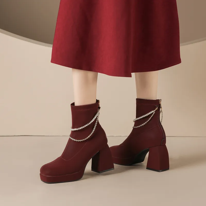TADSW Ankle Boots Women's White/Red-5