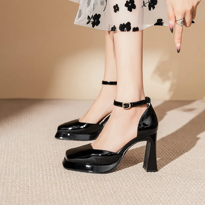 TADSW Chunky Heel High Heels 9cm Women's-14