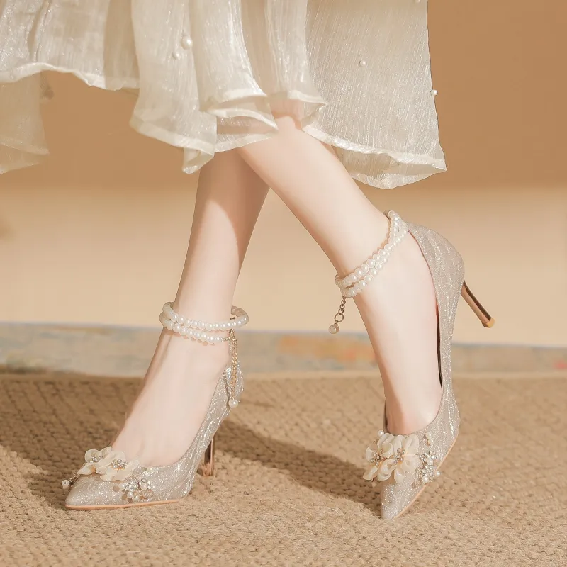 TADSW High Heels Women's Silver/Champagne/-6