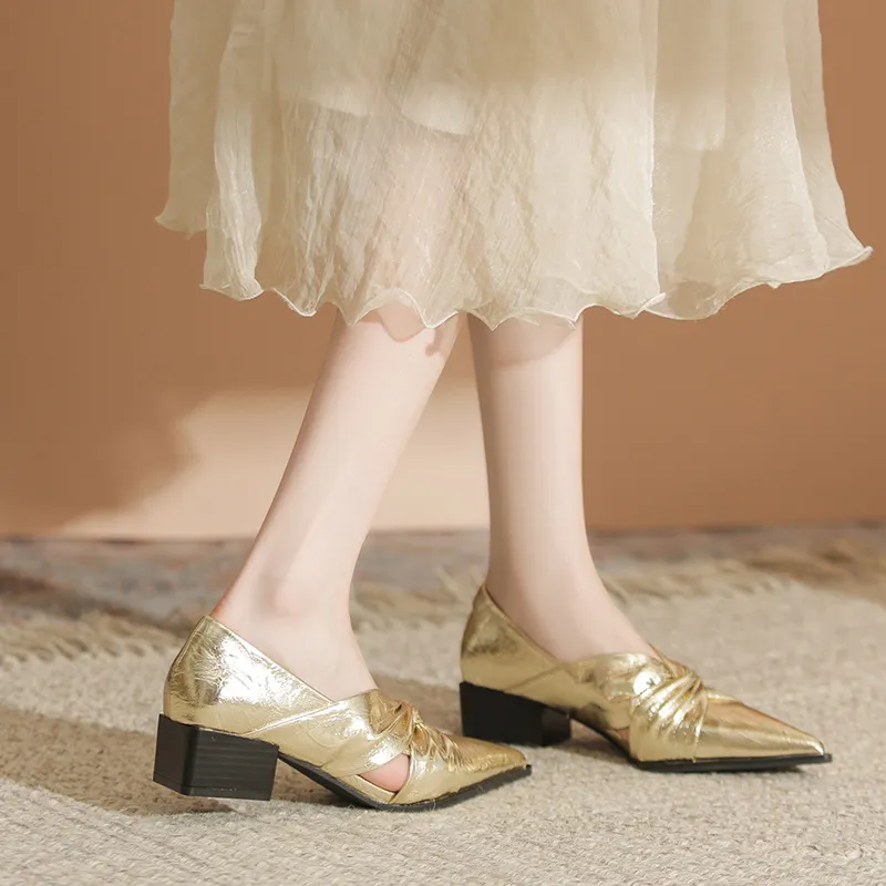 TADSW High Heels Women's Gunmetal/Gold/Black-3