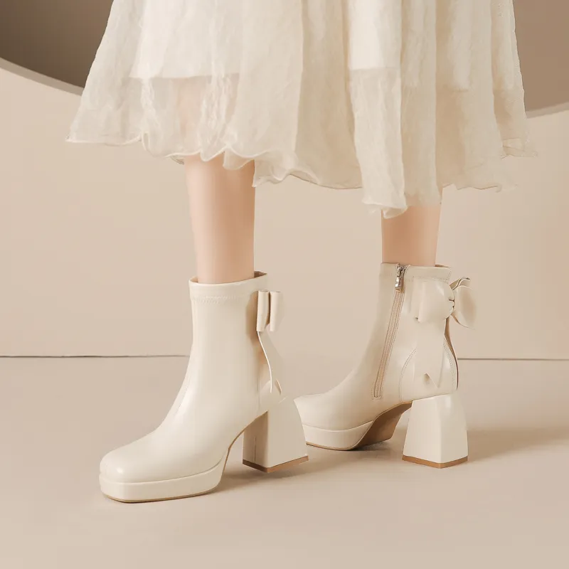 TADSW Ankle Boots 8cm Women's White-1