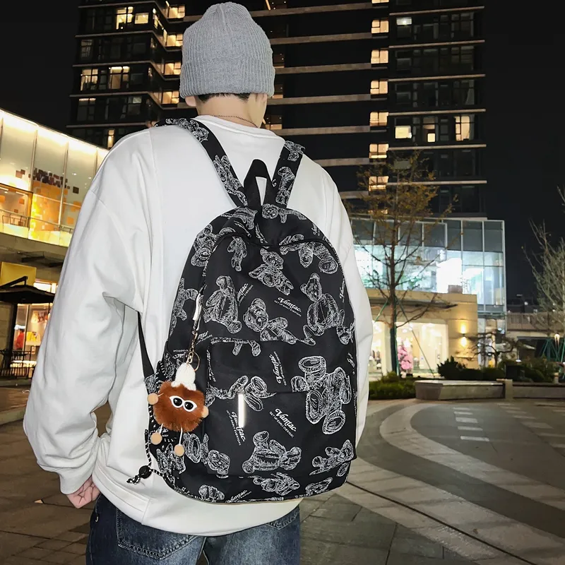 CAREELL Nylon Backpack Unisex White/Black-13