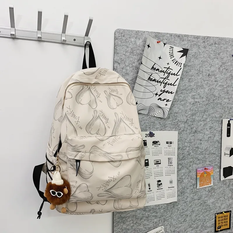 CAREELL Nylon Backpack Unisex White/Black-10