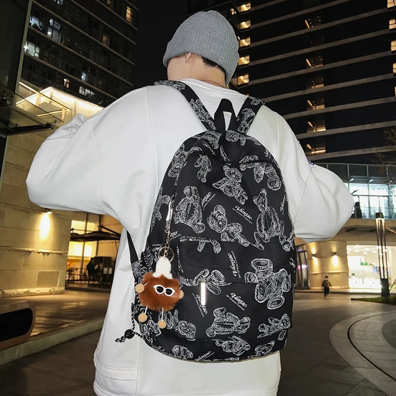 CAREELL Nylon Backpack Unisex White/Black-16