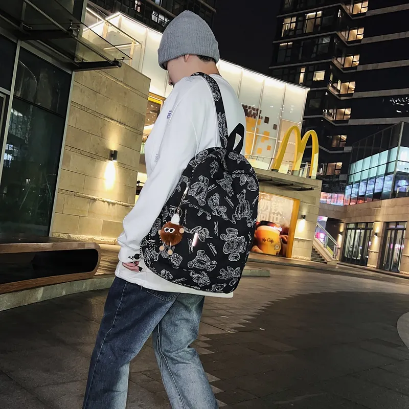 CAREELL Nylon Backpack Unisex White/Black-17