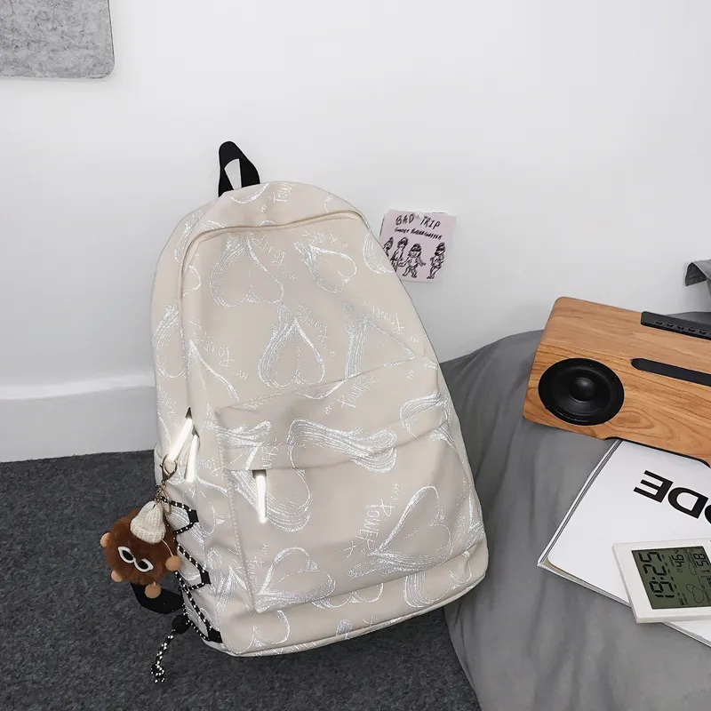 CAREELL Nylon Backpack Unisex White/Black-9