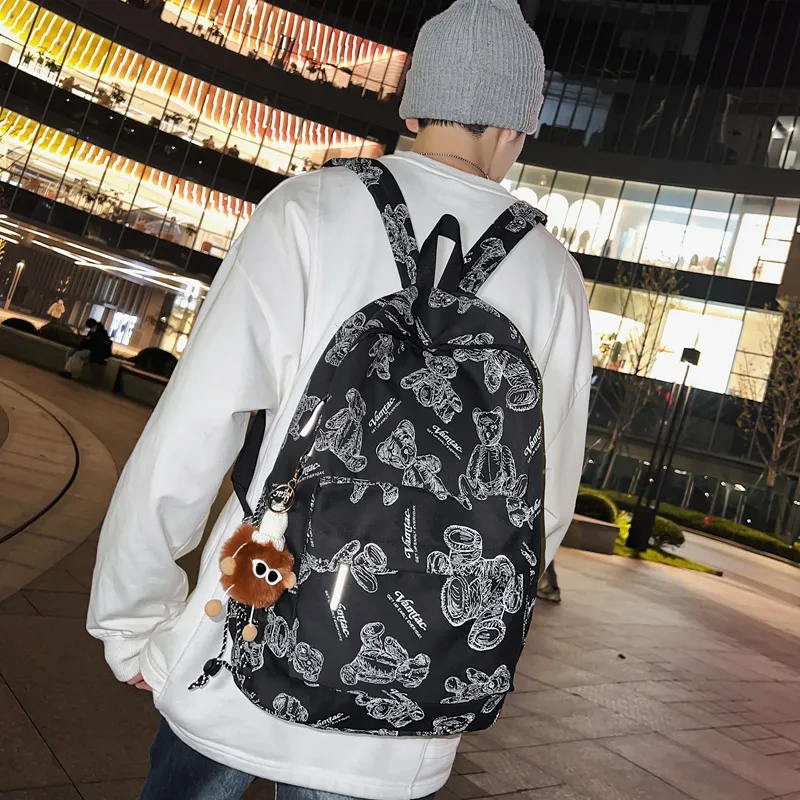 CAREELL Nylon Backpack Unisex White/Black-14
