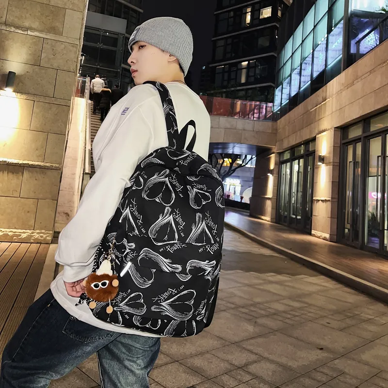 CAREELL Nylon Backpack Unisex White/Black-23