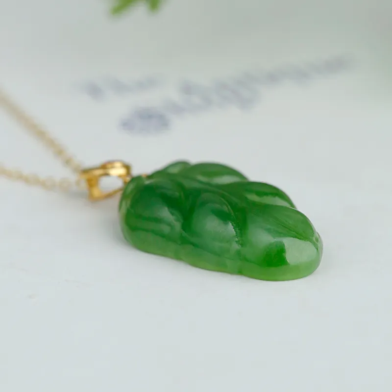 Jade Said 18K Gold Hetian Jade Pendants Women's Jasper-3