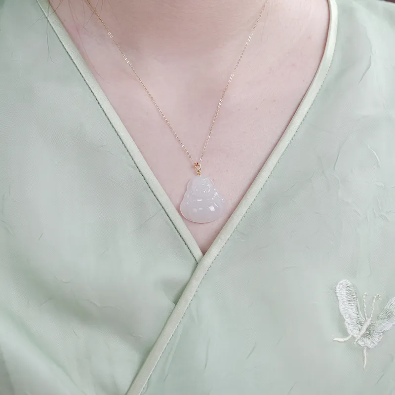 Jade Said Hetian Jade Pendants Women's Pale Greenish-White Jade-6
