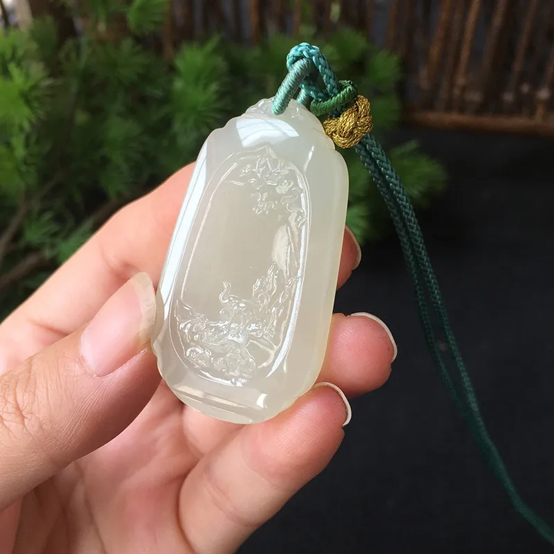 Jade Said Pendants Pale Greenish White Jade Unisex-6