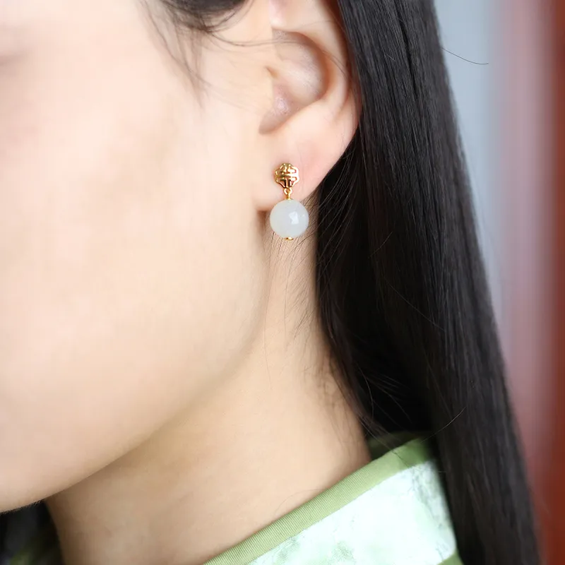 Jade Said Earrings White Jade Women's-6