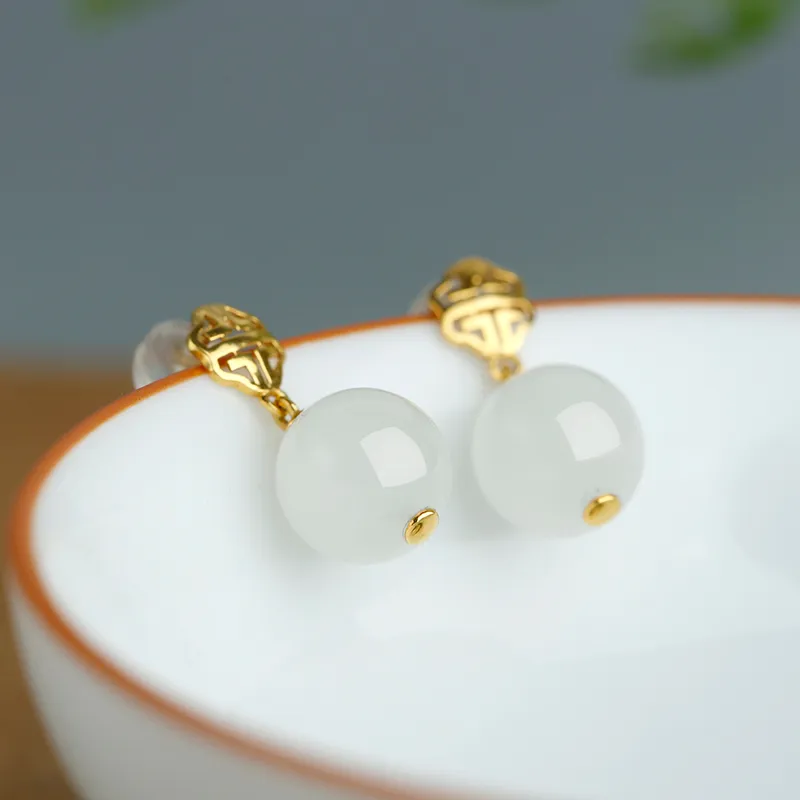 Jade Said Earrings White Jade Women's-2
