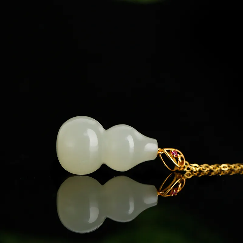 Jade Said Karat Gold Hetian Jade Pendants Women's White Jade-4