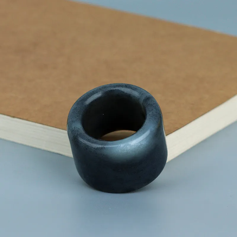 Jade Said Hetian Jade Rings Blue And White Unisex-5