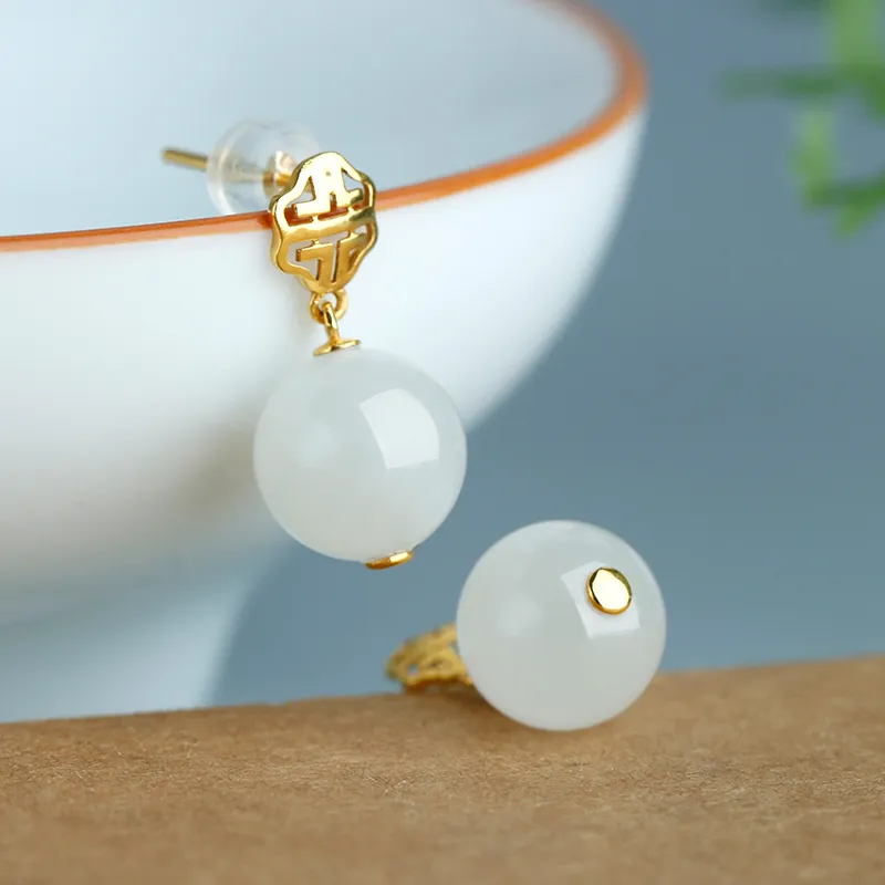 Jade Said Earrings White Jade Women's-4