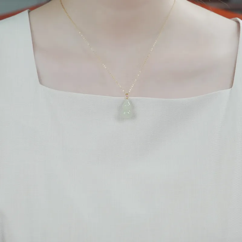 Jade Said Karat Gold Hetian Jade Pendants Women's White Jade-6