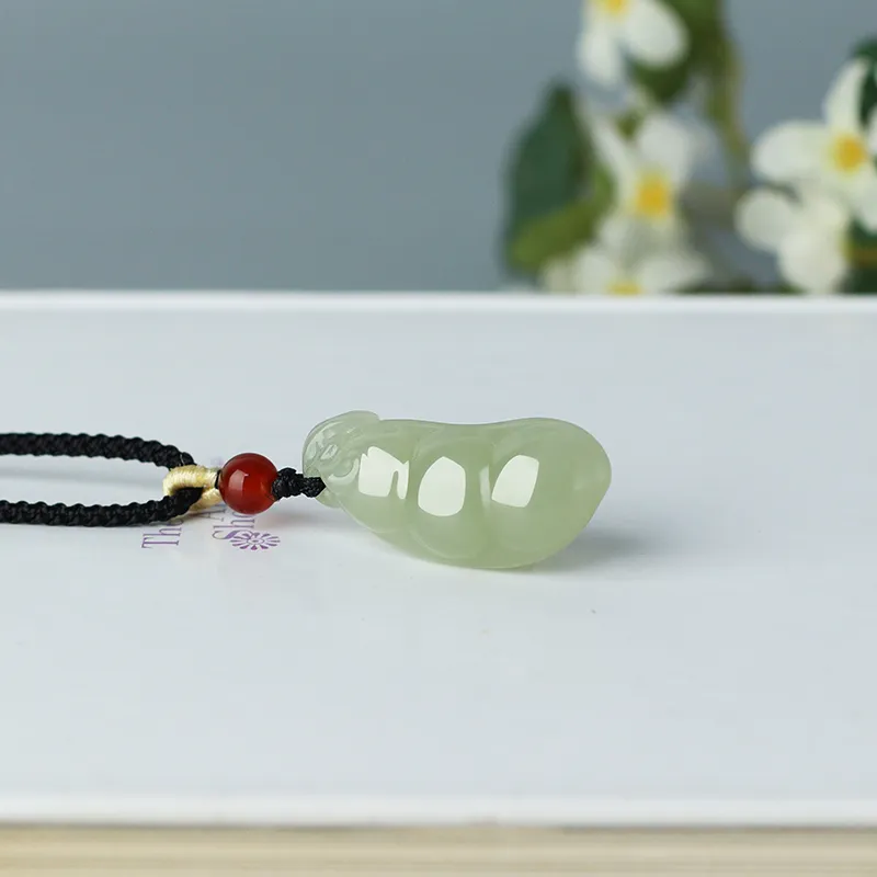Jade Said Necklaces Pale Greenish White Jade Unisex-4