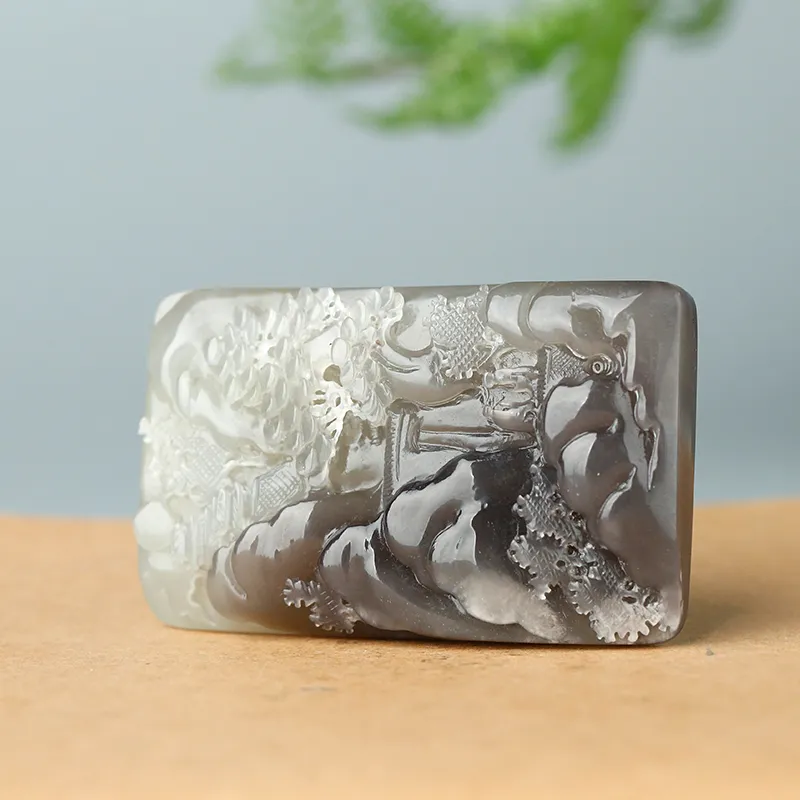 Jade Said Hetian Jade Pendant Smoky Purple Unisex-4