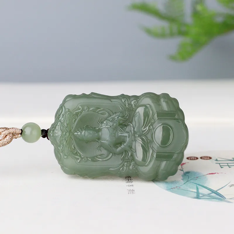 Jade Said Hetian Jade Hetian Jade Pendants Men's Green Jade-4
