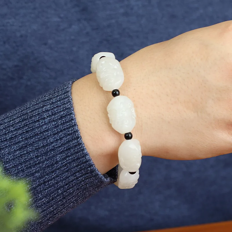 Jade Said Hetian Jade Bracelets White Jade Men's-6