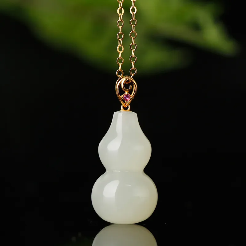 Jade Said Karat Gold Hetian Jade Pendants Women's White Jade-1