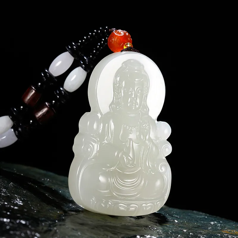 Jade Said Necklaces White Jade/Pale Greenish White Jade Men's-5