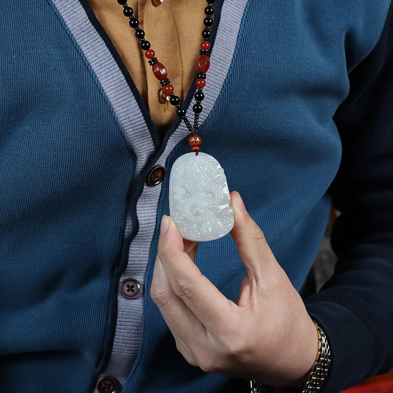 Jade Said Pendants Pale Greenish White Jade Unisex-1