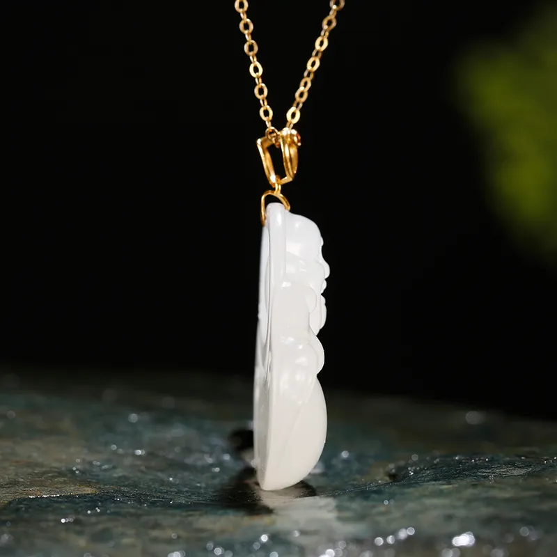 Jade Said Hetian Jade Pendants Women's Pale Greenish-White Jade-3