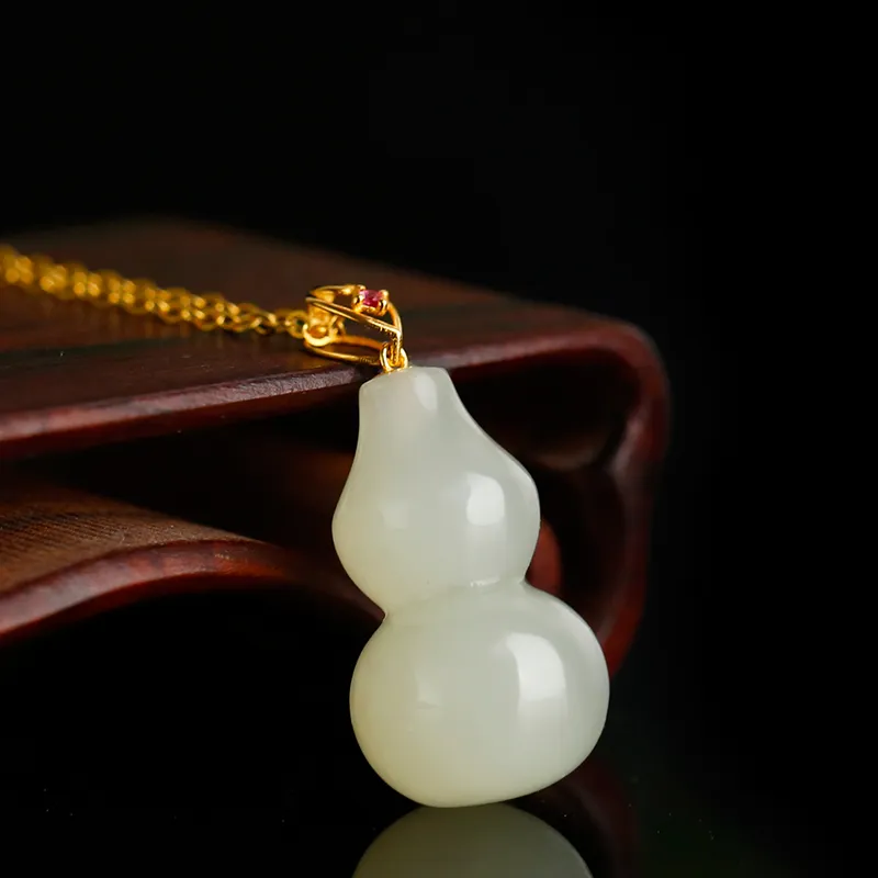 Jade Said Karat Gold Hetian Jade Pendants Women's White Jade-5
