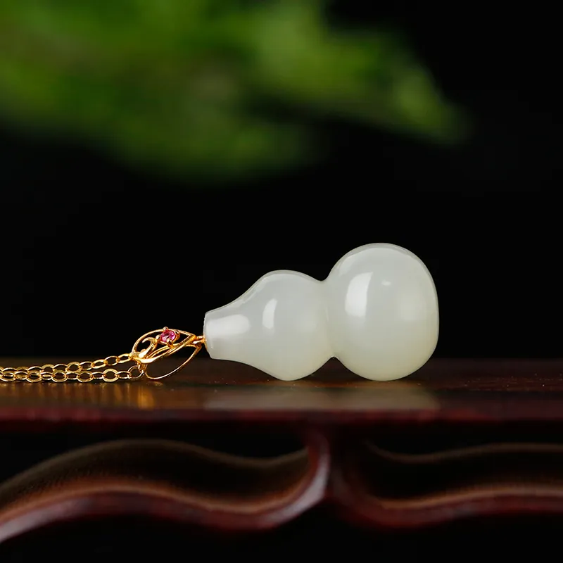 Jade Said Karat Gold Hetian Jade Pendants Women's White Jade-3