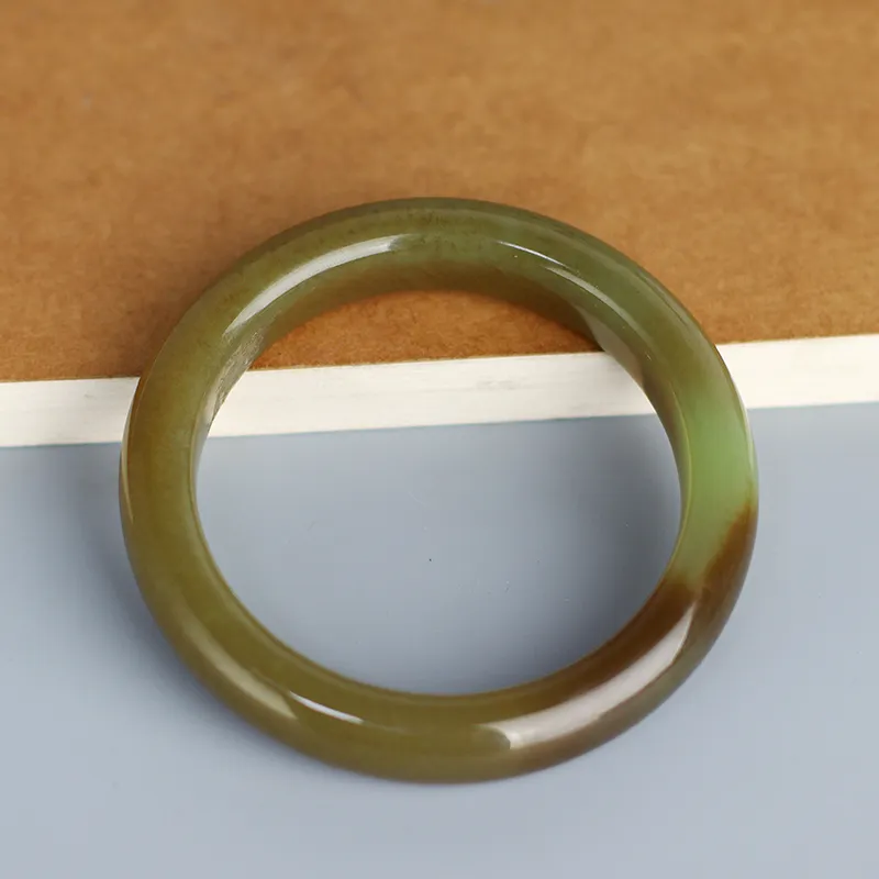 Jade Said Hetian Jade Bangles Pale Greenish White Jade Unisex-5