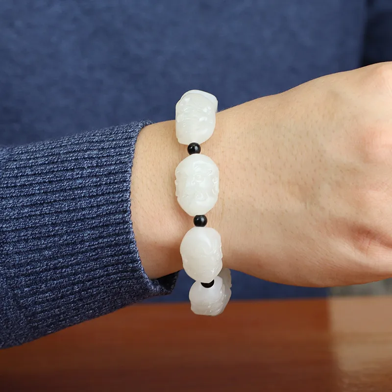 Jade Said Hetian Jade Bracelets White Jade Men's-5