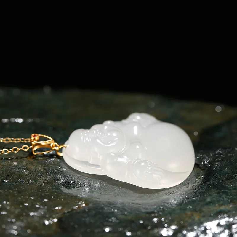 Jade Said Hetian Jade Pendants Women's Pale Greenish-White Jade-4