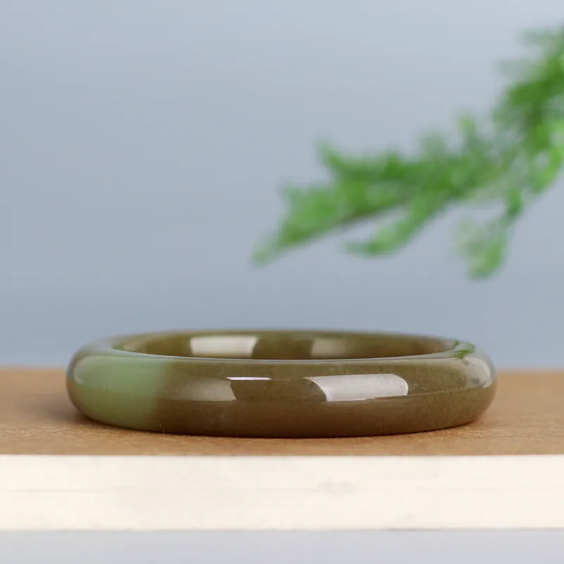 Jade Said Hetian Jade Bangles Pale Greenish White Jade Unisex-6