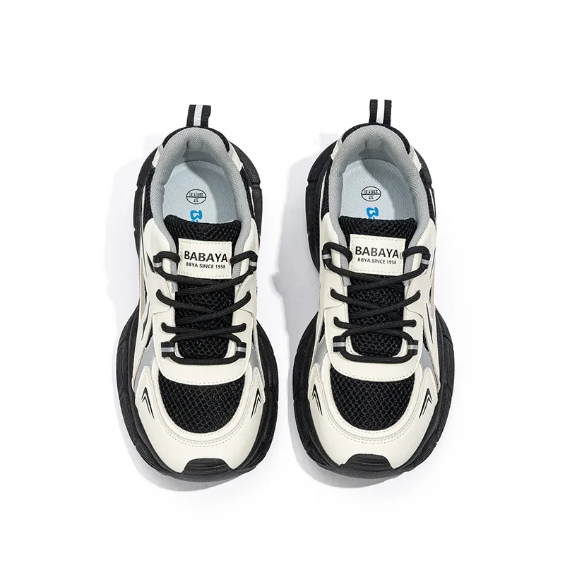 Babaya Slip Resistant Breathable Low Top Kids' Running Shoes Beige Black Teenagers-5