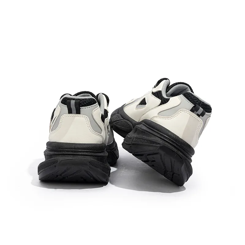 Babaya Slip Resistant Breathable Low Top Kids' Running Shoes Beige Black Teenagers-6