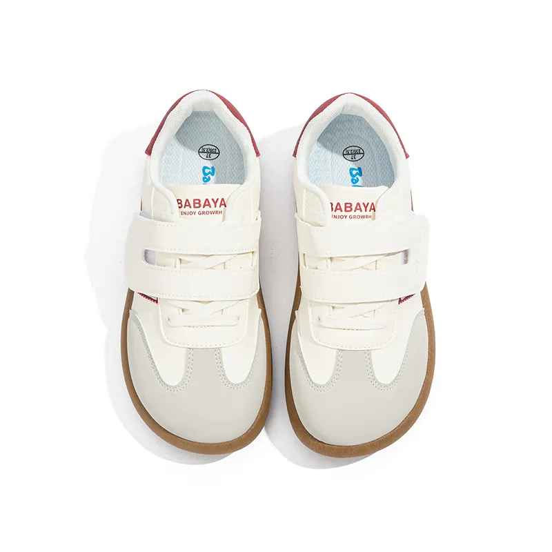 Babaya Anti Slip And Wear Resistant Breathable Low Top Kids' Skateboarding Shoes Beige Burgundy Teenagers-6