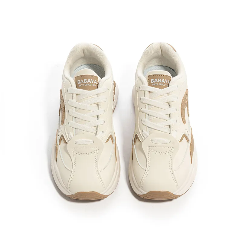 Babaya Anti Slip Wear Resistant Low Top Chunky Sneakers Women's Ecru-4