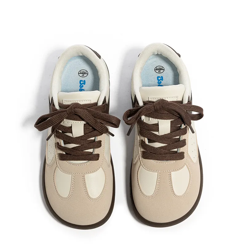 BABAYA KIDS Anti Slip And Wear Resistant Lightweight Low Top Casual Shoes Women's Beige Brown-3