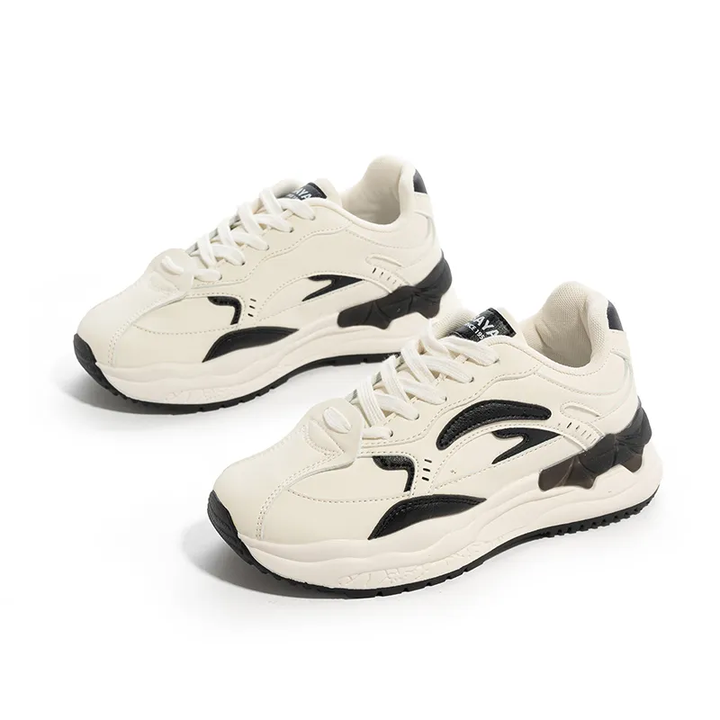 BABAYA KIDS Anti Slip Wear Resistant Low Top Chunky Sneakers Women's White Black-2