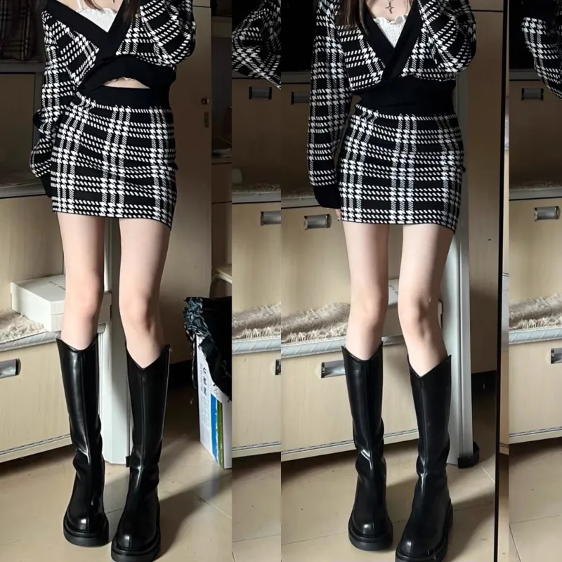 DOLIN COLLECTION Knee-high Boots 5cm Women's Black Fleece-Lined-4