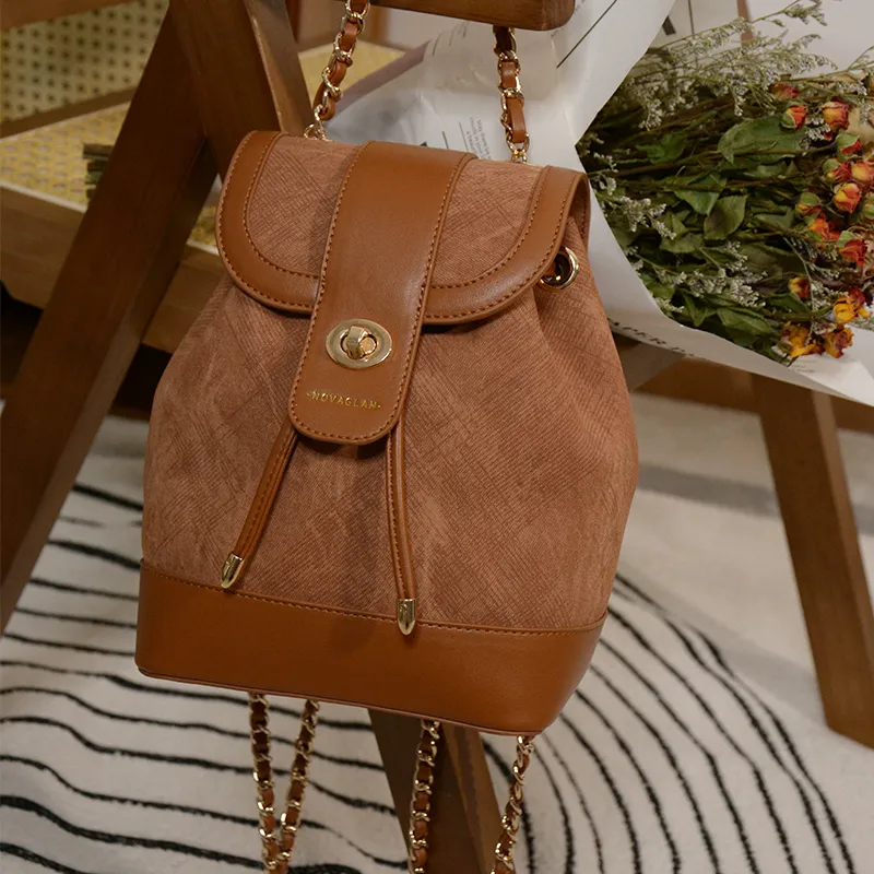 LOHAS Travel PU Backpack Regular Women's Black/Brown-2